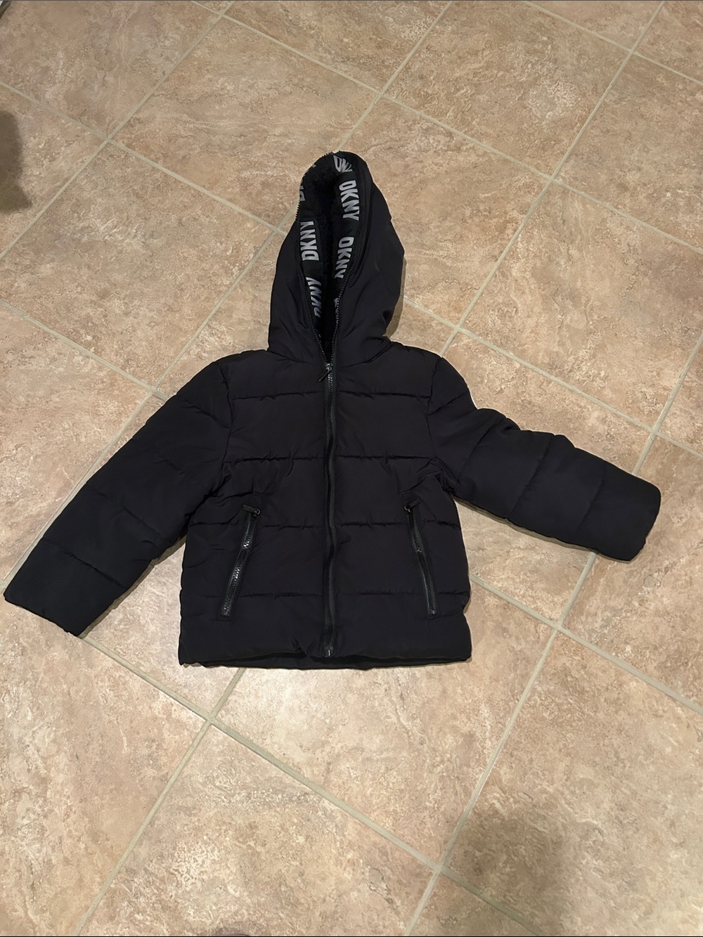 Boys black DKNY winter coat
